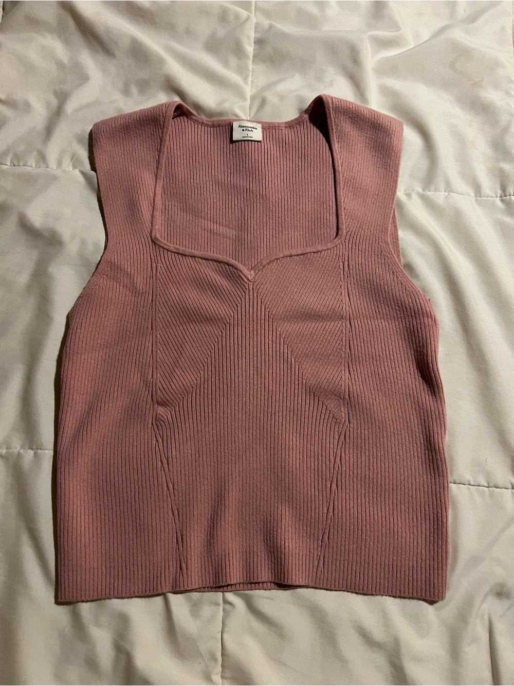Abercrombie & Fitch Rose Pink Ribbed Square-Neck Tank